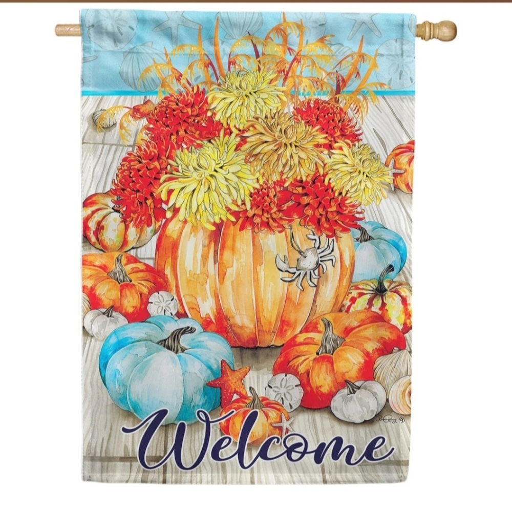 Coastal Fall Welcome House Flag